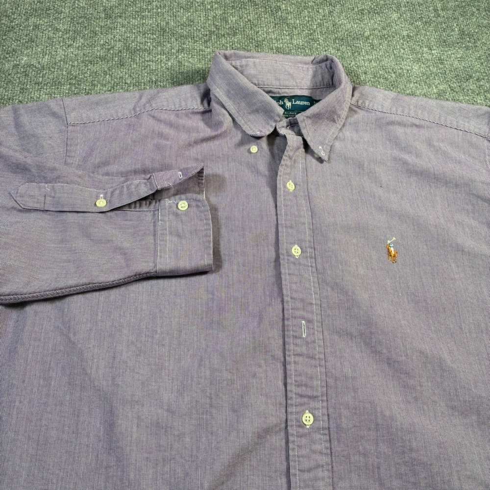 Ralph Lauren Blake‎ Shirt Mens XL Purple Micro Check Cotton Button Down